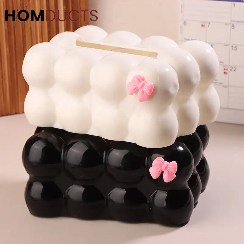 Bubble Cloud Tissue Box With Bow Detail