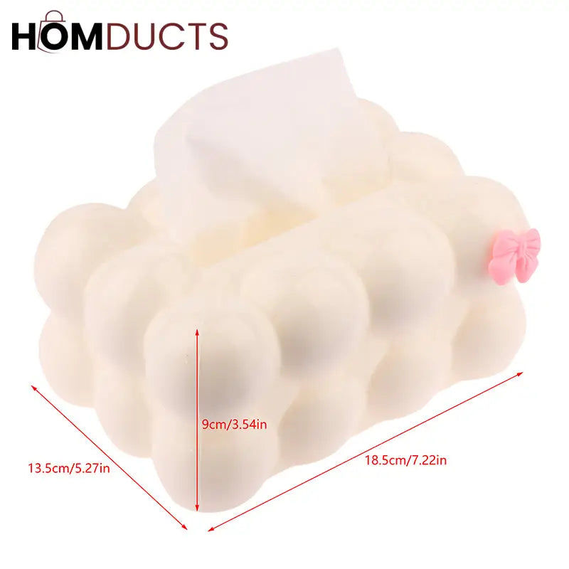 Bubble Cloud Tissue Box With Bow Detail