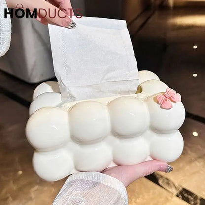 Bubble Cloud Tissue Box With Bow Detail