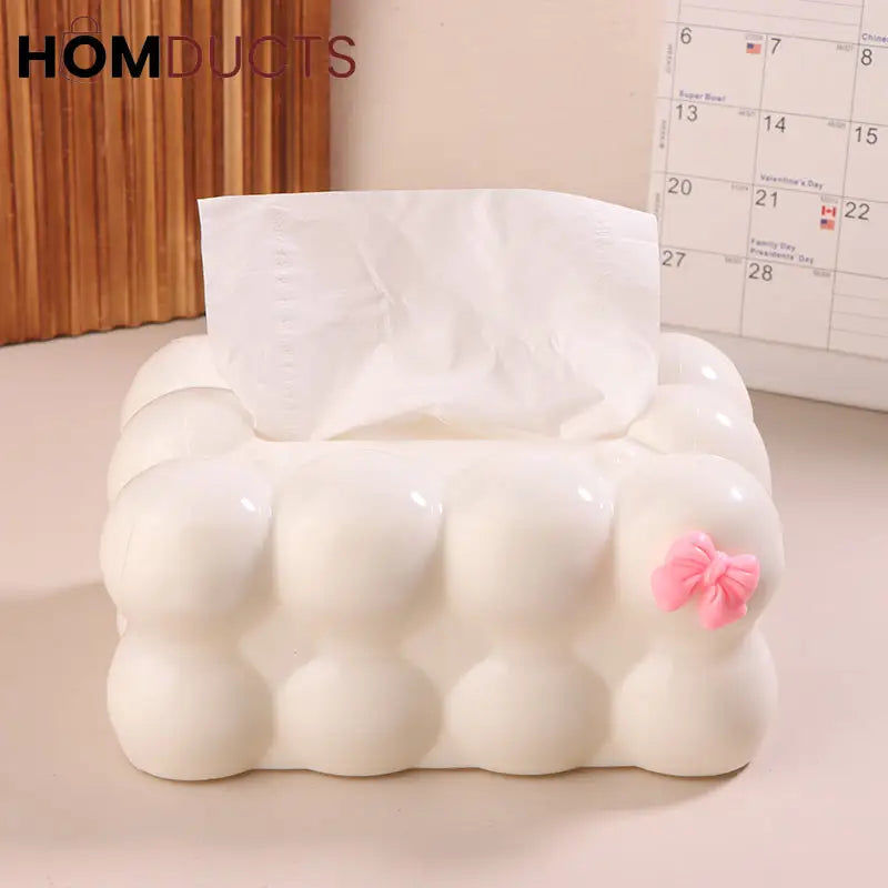 Bubble Cloud Tissue Box With Bow Detail