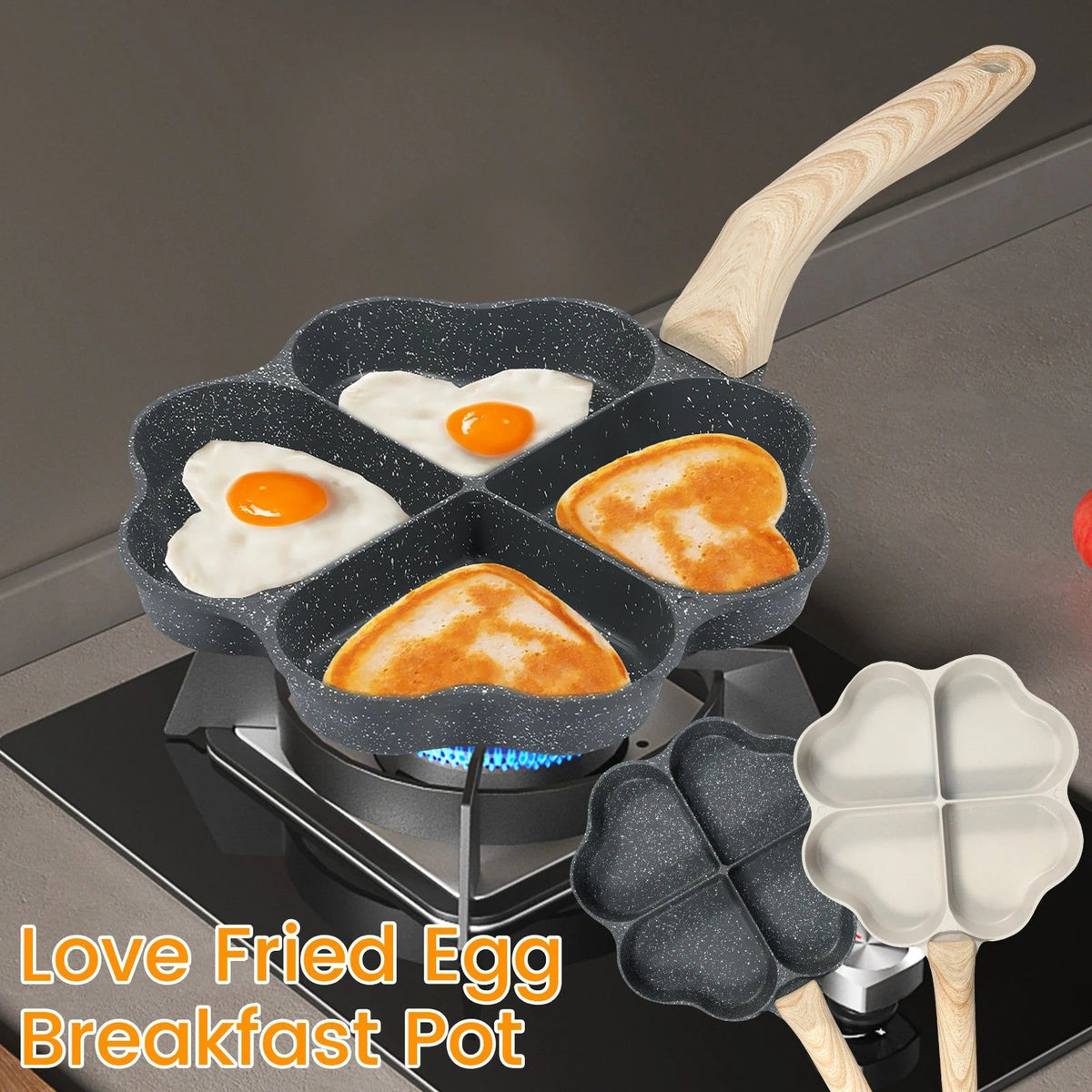 4-Hole Heart-Shaped Nonstick Frying Pan