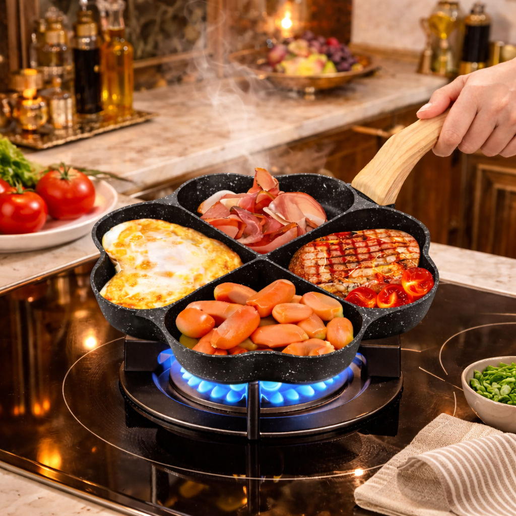 4-Hole Heart-Shaped Nonstick Frying Pan