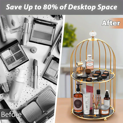 2-Tier Golden Vanity Cage Organizer
