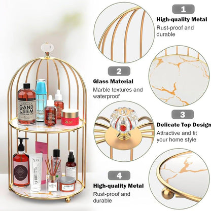 2-Tier Golden Vanity Cage Organizer