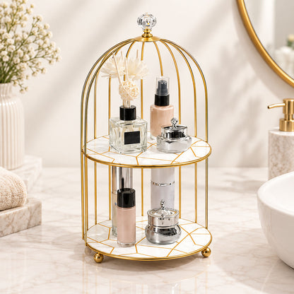 2-Tier Golden Vanity Cage Organizer