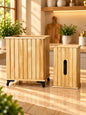 Wooden Tissue Box And Trash Basket Set