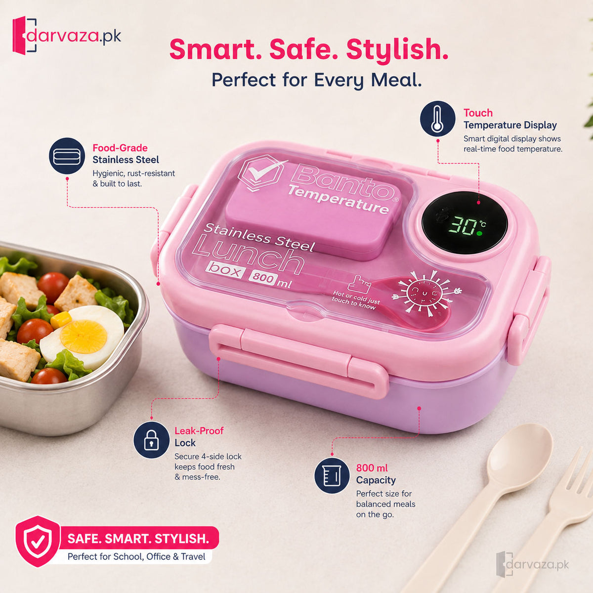Banto Smart Temperature Stainless Steel Lunch Box 800ml