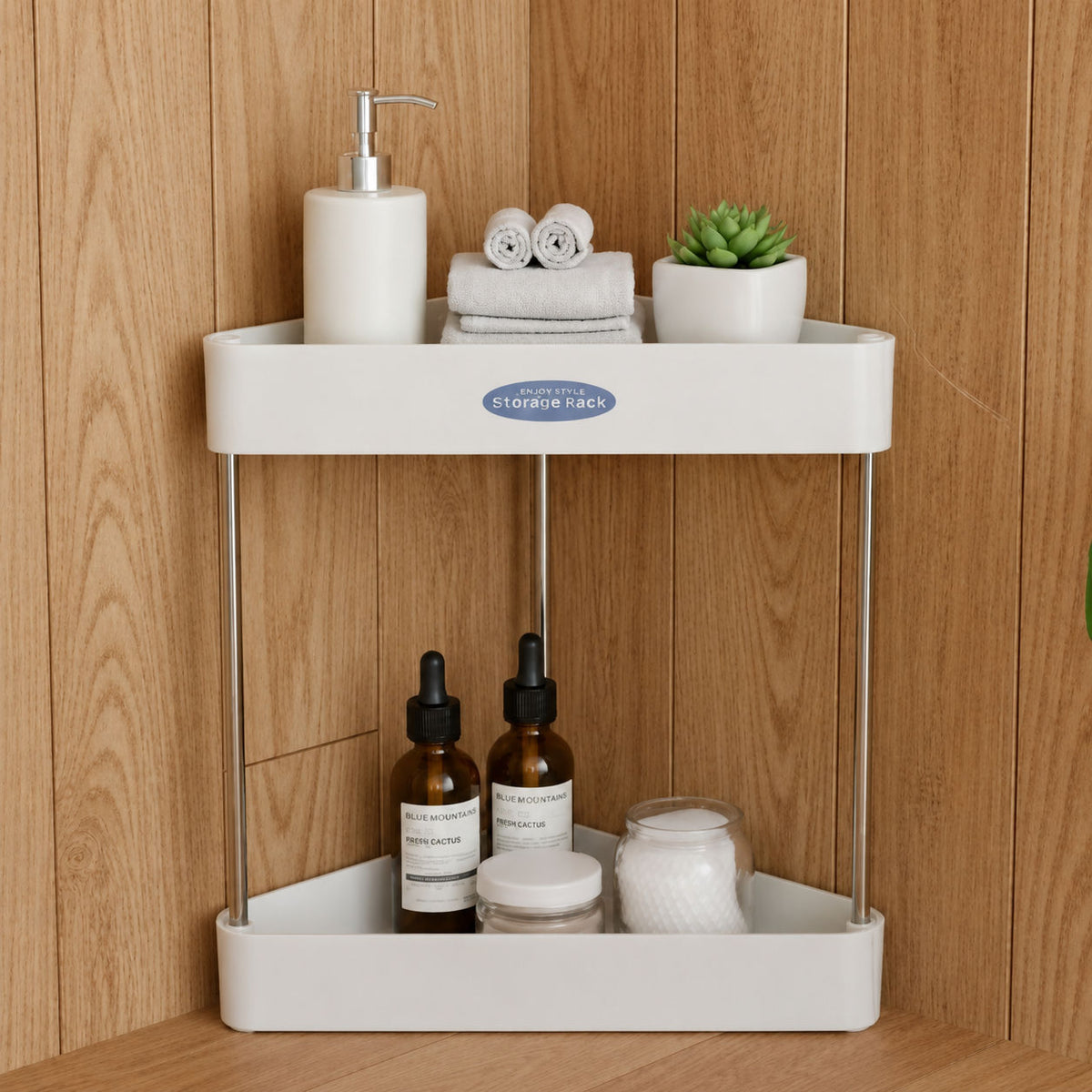 2-Layer Corner Storage Rack Bathroom Kitchen Organizer