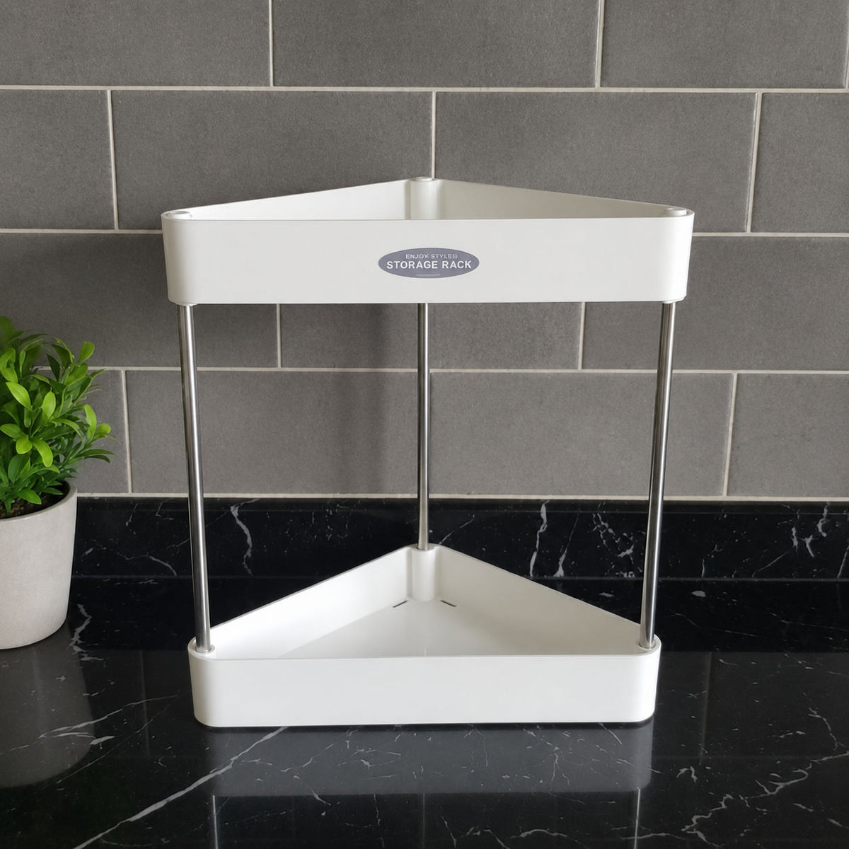 2-Layer Corner Storage Rack Bathroom Kitchen Organizer
