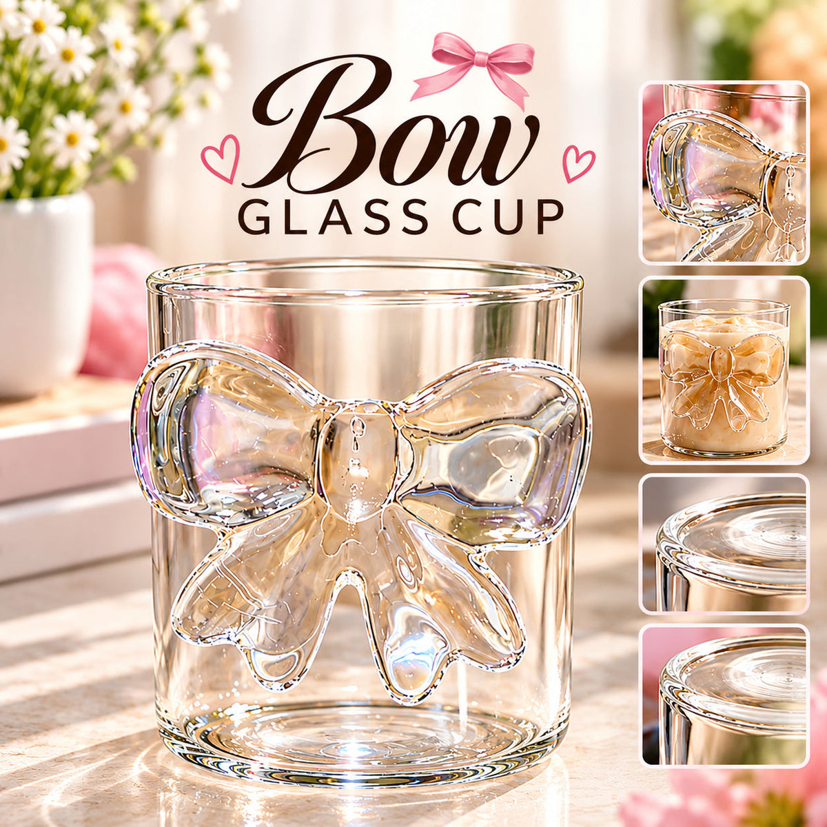 Cute 3D Bow Glass Cup