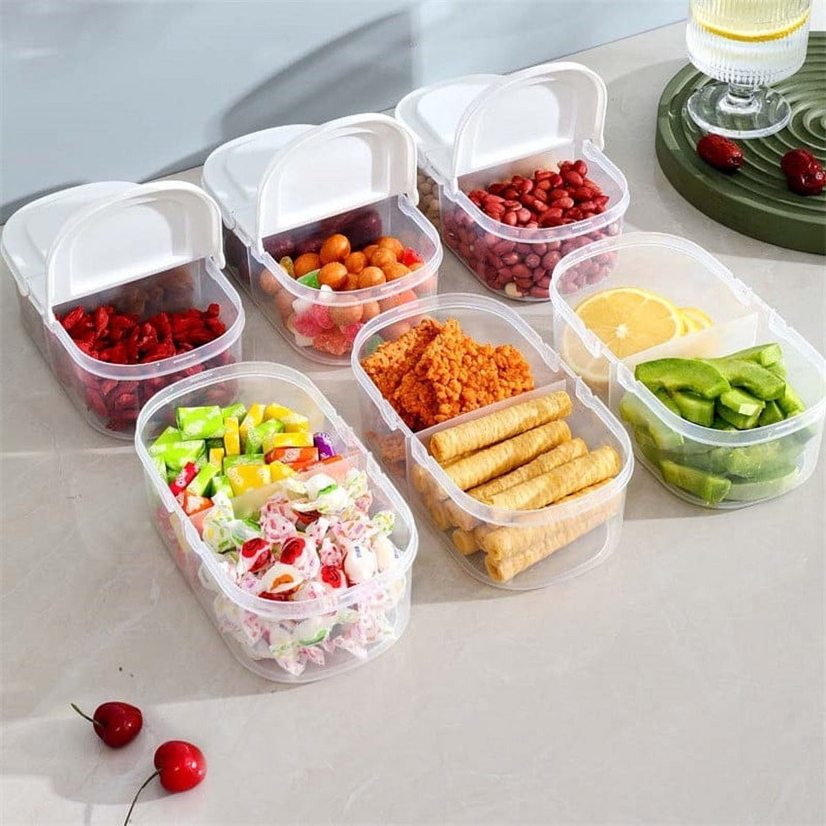 4 Piece Plastic Spice Container Set With 2 Way Lids