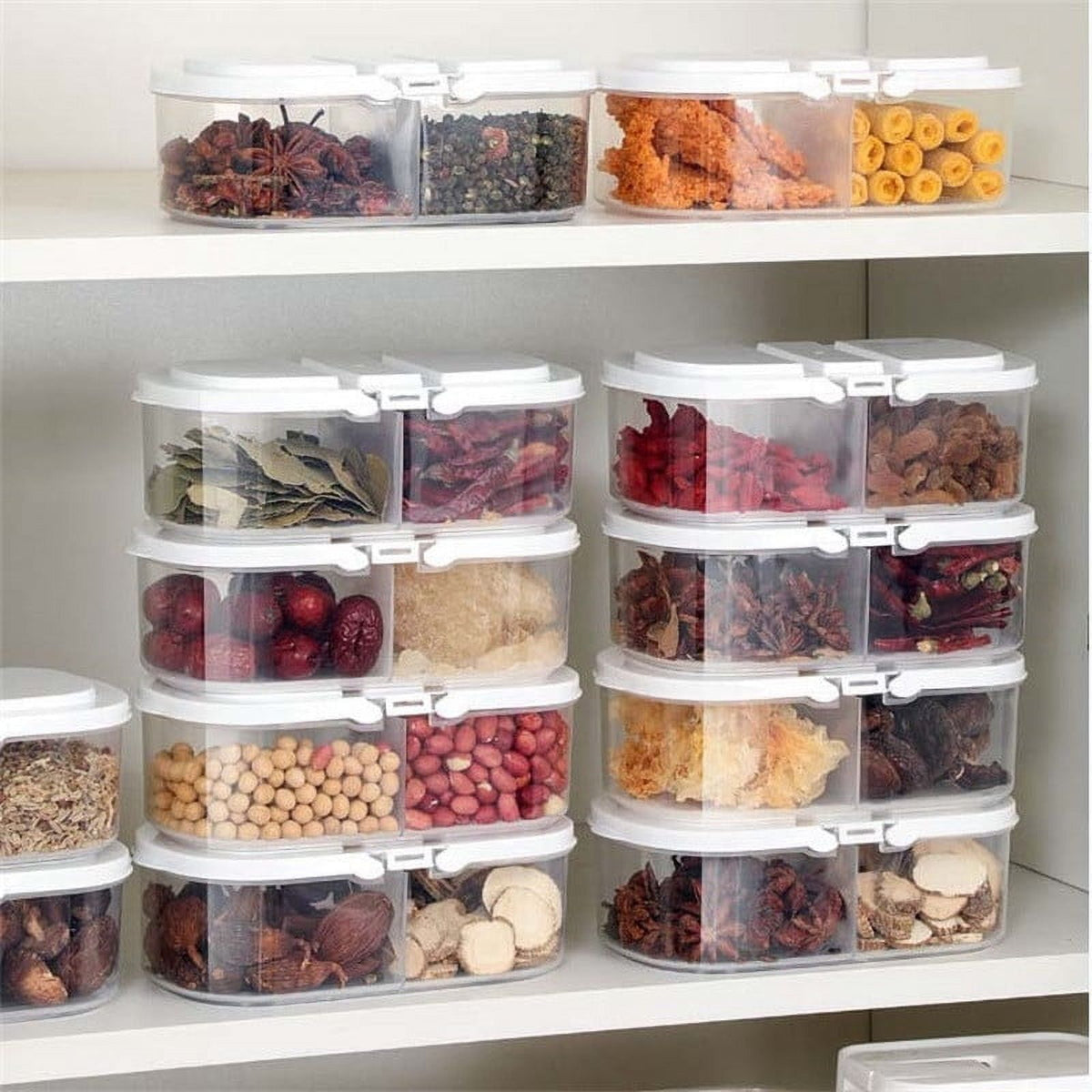 4 Piece Plastic Spice Container Set With 2 Way Lids