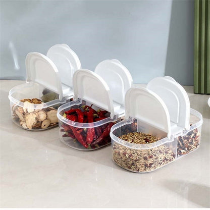 4 Piece Plastic Spice Container Set With 2 Way Lids