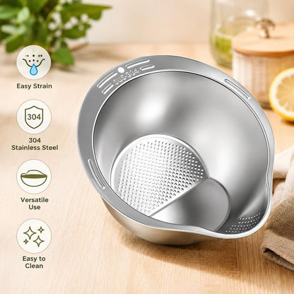 MicDtoo SUS304 Stainless Steel Rice Washing Bowl