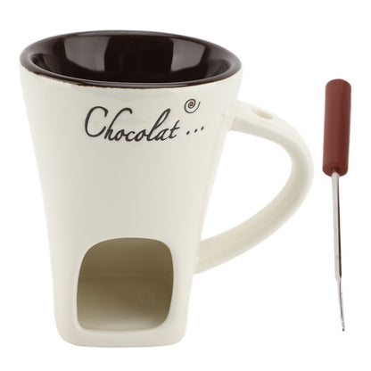 Ceramic Chocolate Melting Fondue Mug With Fork