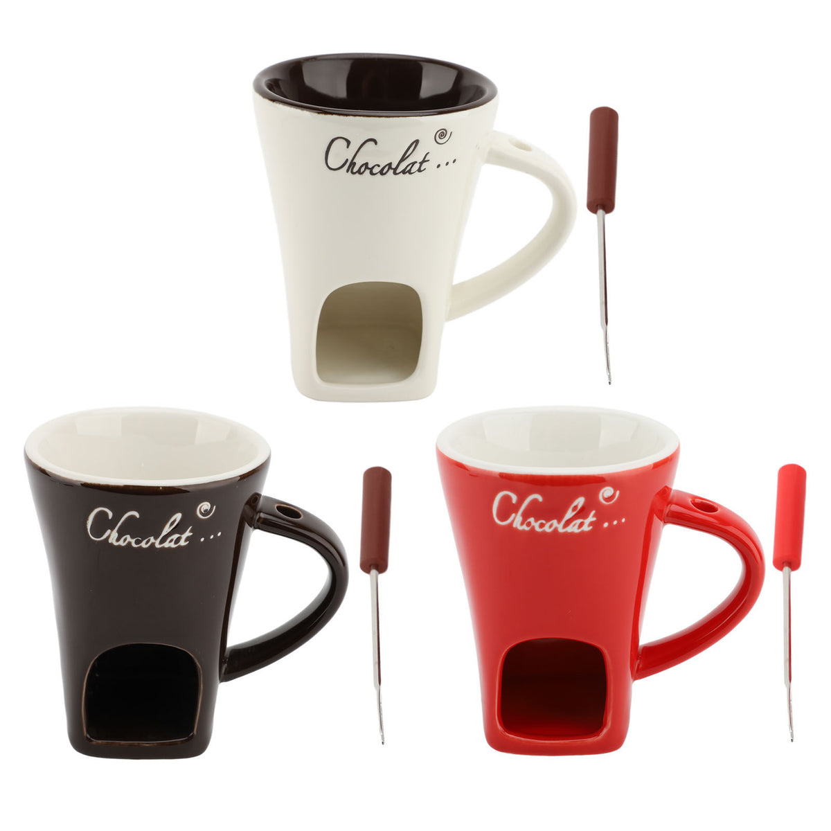 Ceramic Chocolate Melting Fondue Mug With Fork