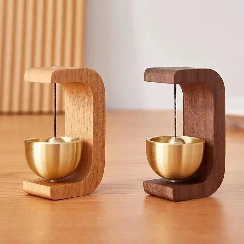 Wooden Hanging Decorative Doorbell With Golden Bell