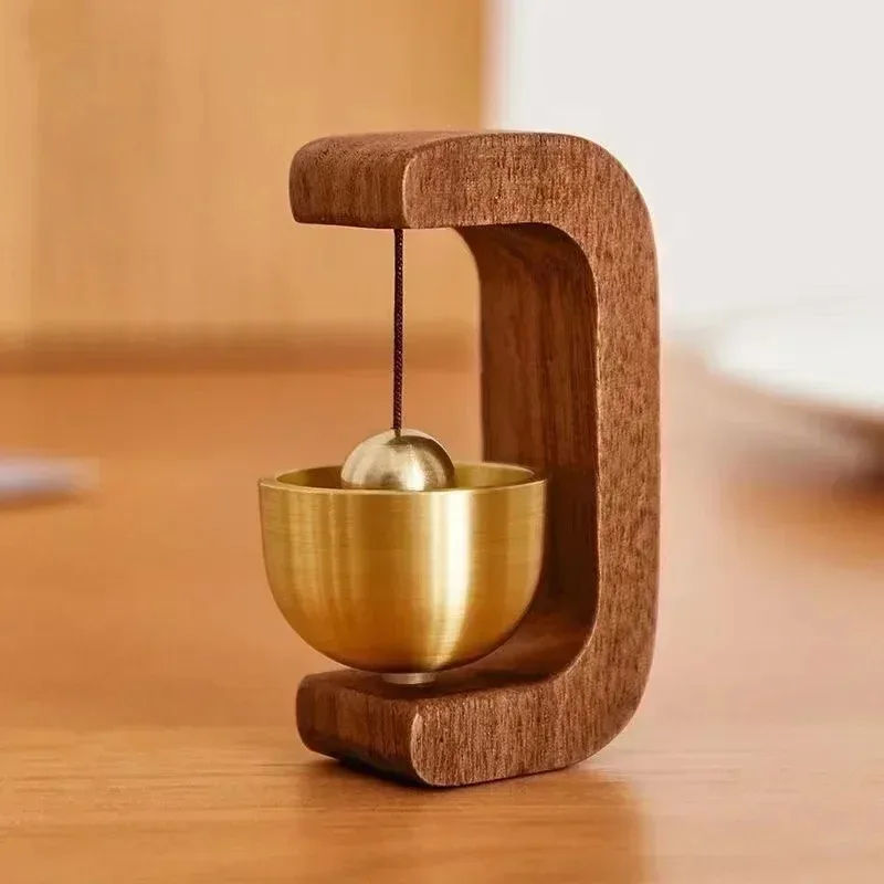 Wooden Hanging Decorative Doorbell With Golden Bell