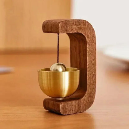Wooden Hanging Decorative Doorbell With Golden Bell