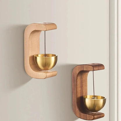 Wooden Hanging Decorative Doorbell With Golden Bell