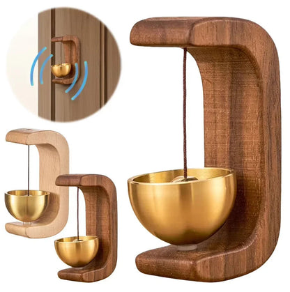 Wooden Hanging Decorative Doorbell With Golden Bell