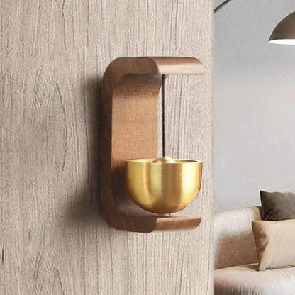 Wooden Hanging Decorative Doorbell With Golden Bell