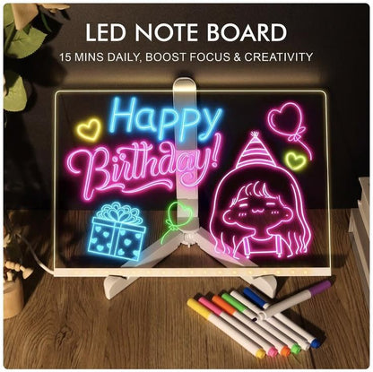 Acrylic LED Drawing Message Board With 7 Neon Pens