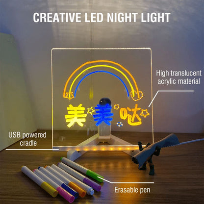 Acrylic LED Drawing Message Board With 7 Neon Pens