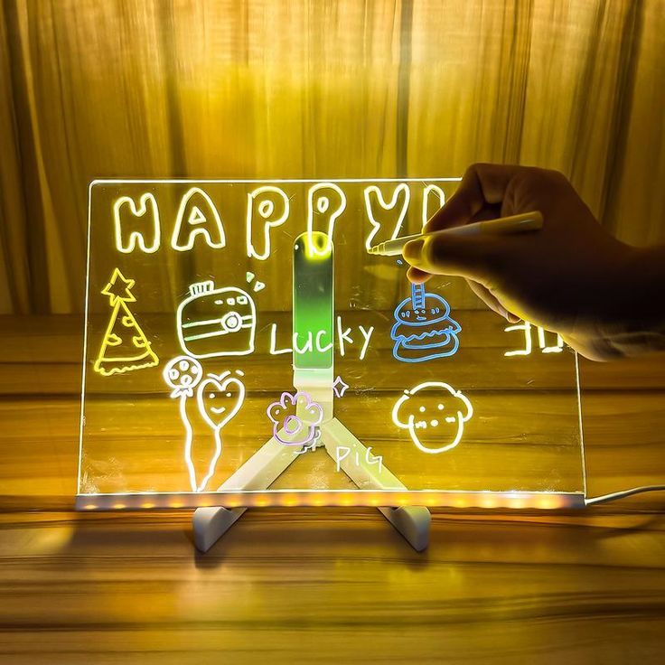Acrylic LED Drawing Message Board With 7 Neon Pens