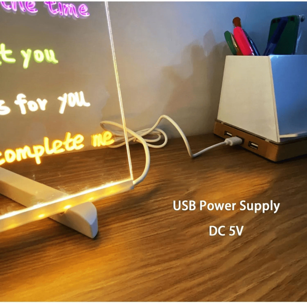 Acrylic LED Drawing Message Board With 7 Neon Pens