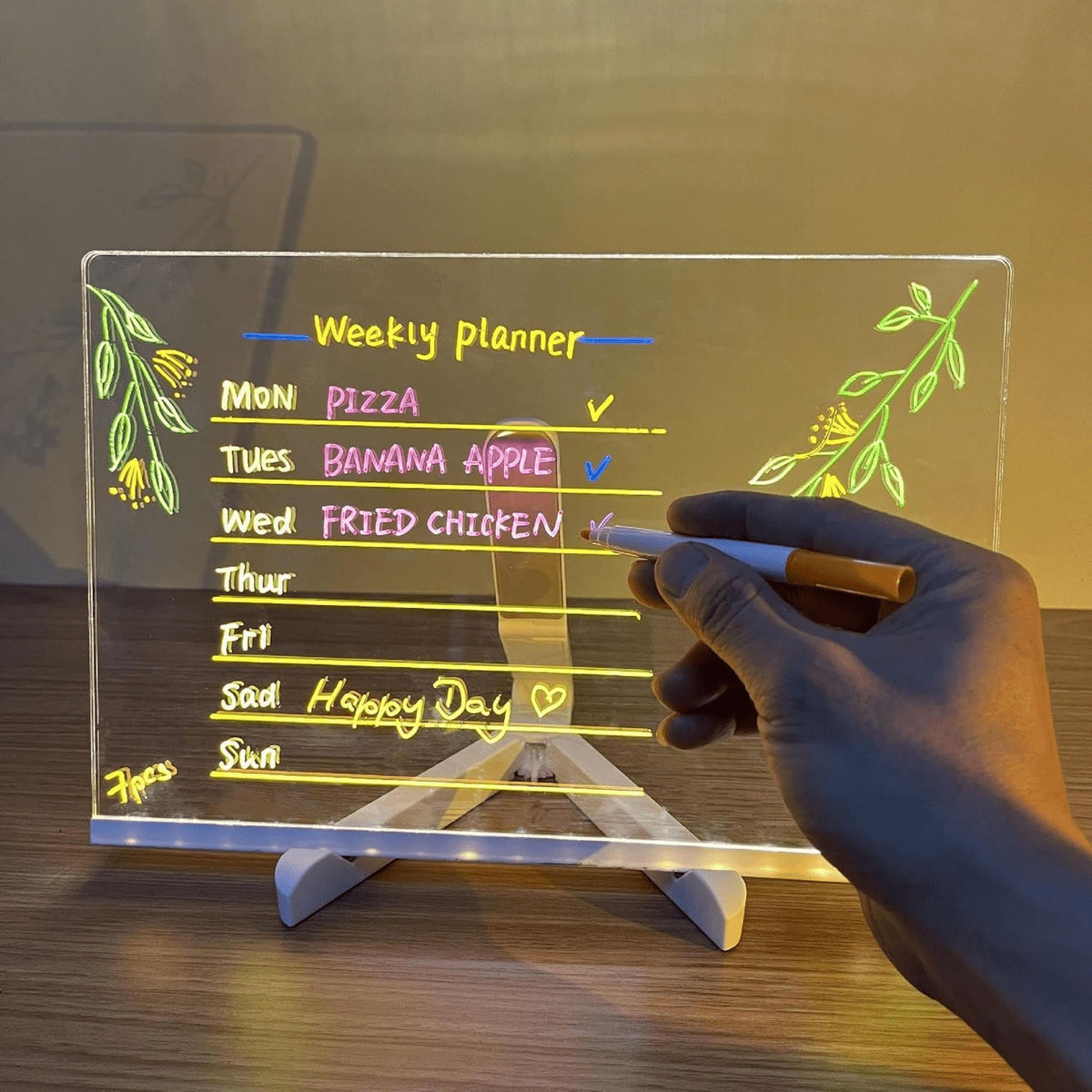 Acrylic LED Drawing Message Board With 7 Neon Pens
