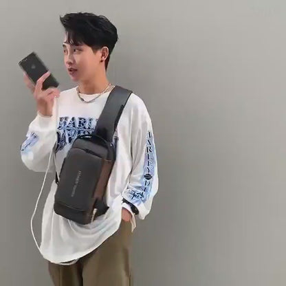 Anti-Theft Waterproof Sling Bag with USB Charging Port