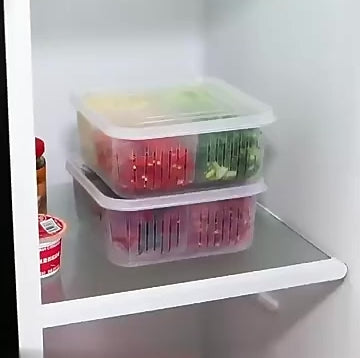 Multi-Compartment Fridge Storage Box with Removable Drain Baskets