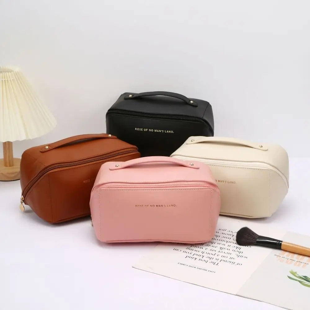 Large Capacity Leather Makeup & Travel Organizer
