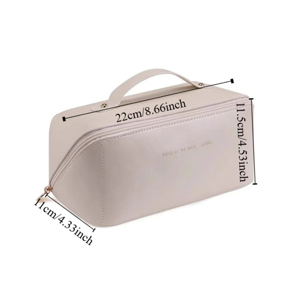 Large Capacity Leather Makeup & Travel Organizer
