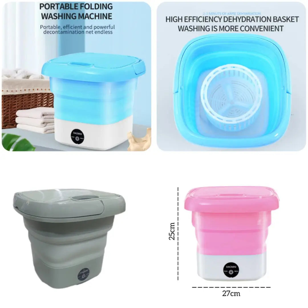Portable Mini Folding Washing Machine with Dehydration Basket