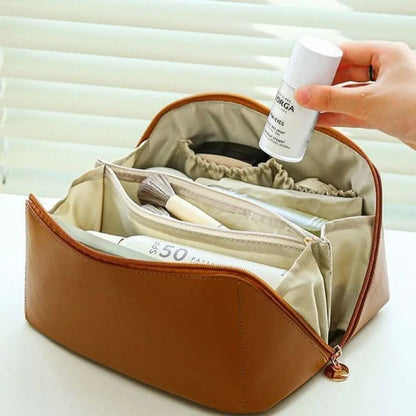 Large Capacity Leather Makeup & Travel Organizer
