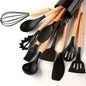 12-Piece Non-Stick Silicone Kitchen Utensil Set with Wooden Handles