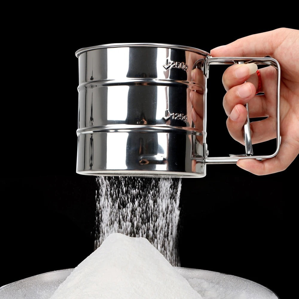Stainless Steel Hand-Crank Flour Sifter