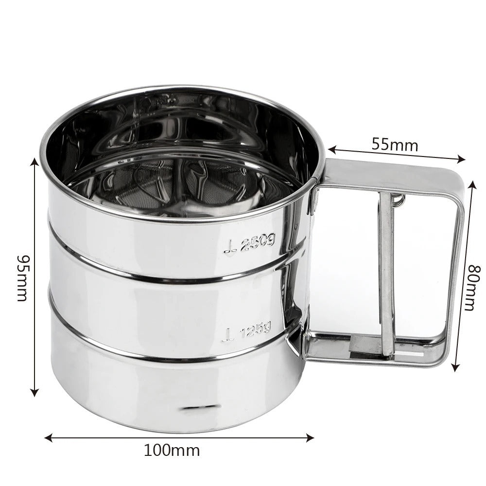 Stainless Steel Hand-Crank Flour Sifter