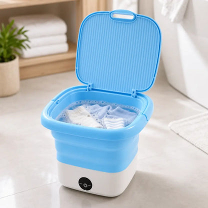 Portable Mini Folding Washing Machine with Dehydration Basket