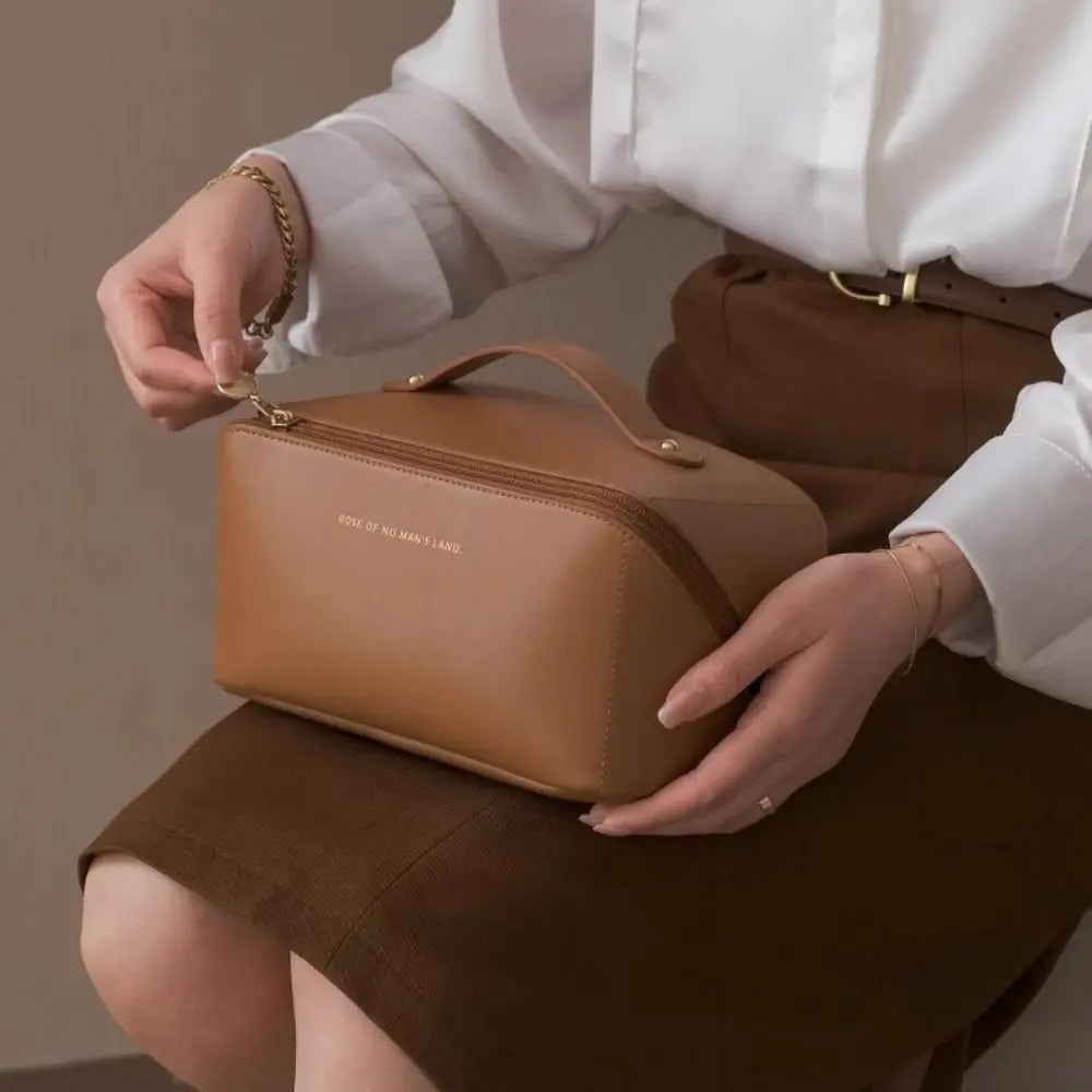 Large Capacity Leather Makeup & Travel Organizer