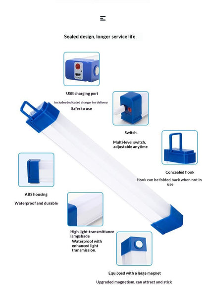 YuanDeng Rechargeable LED Emergency Light Tube - Portable Magnetic Work Lamp