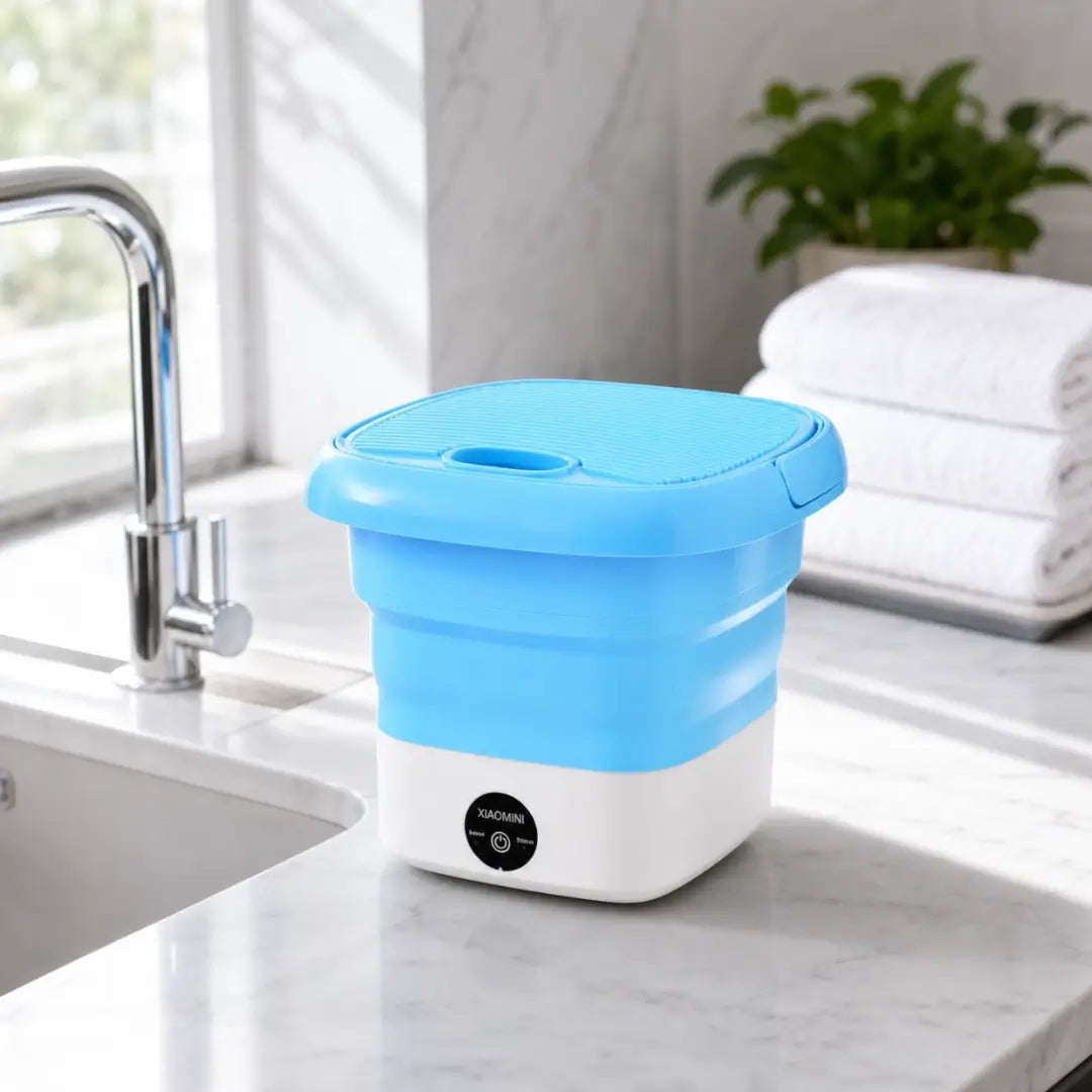 Portable Mini Folding Washing Machine with Dehydration Basket