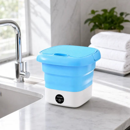 Portable Mini Folding Washing Machine with Dehydration Basket