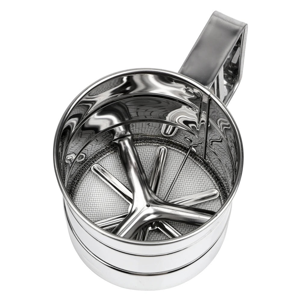 Stainless Steel Hand-Crank Flour Sifter